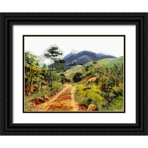 Countryside View II Black Ornate Wood Framed Art Print with Double Matting by Medeiros, Celito