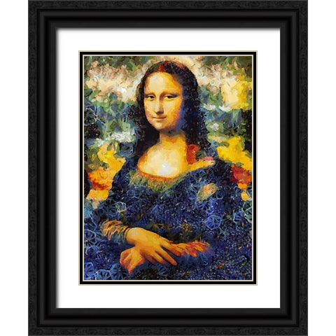 Mona Lisa Black Ornate Wood Framed Art Print with Double Matting by Medeiros, Celito