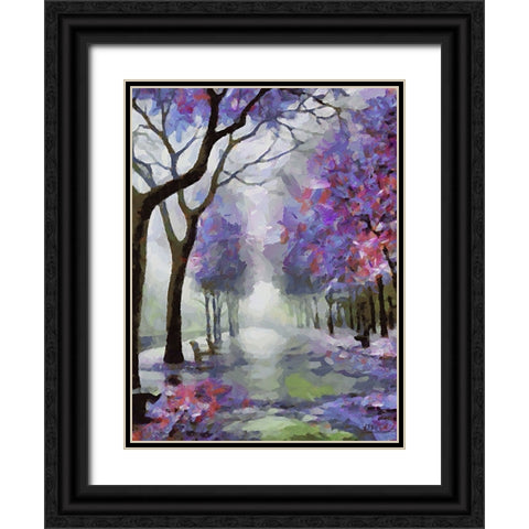 Purple Trees Black Ornate Wood Framed Art Print with Double Matting by Medeiros, Celito