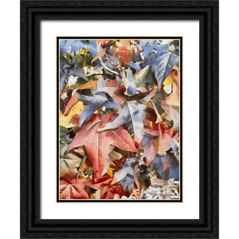 Colorful Autumn Leaves Black Ornate Wood Framed Art Print with Double Matting by Medeiros, Celito