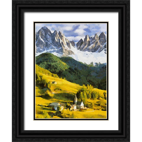 Dolomity Mountains Black Ornate Wood Framed Art Print with Double Matting by Medeiros, Celito