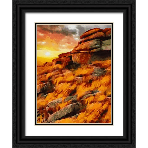 Sunset over the Rock Black Ornate Wood Framed Art Print with Double Matting by Medeiros, Celito