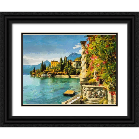 Bellagio on Lago di Como Black Ornate Wood Framed Art Print with Double Matting by Medeiros, Celito
