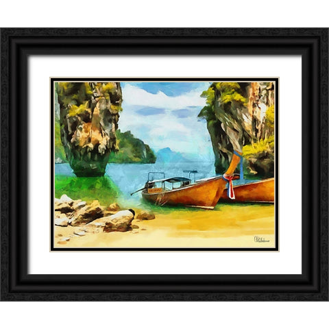 Tropical Coast XVI Black Ornate Wood Framed Art Print with Double Matting by Medeiros, Celito