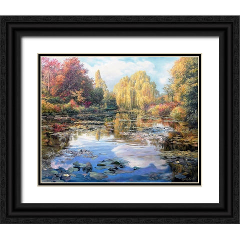 A Garden Monet Style II Black Ornate Wood Framed Art Print with Double Matting by Kopania, Zbigniew
