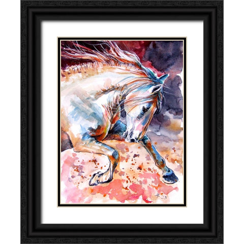 Running Horse I Black Ornate Wood Framed Art Print with Double Matting by Kovacs, Anna Brigite