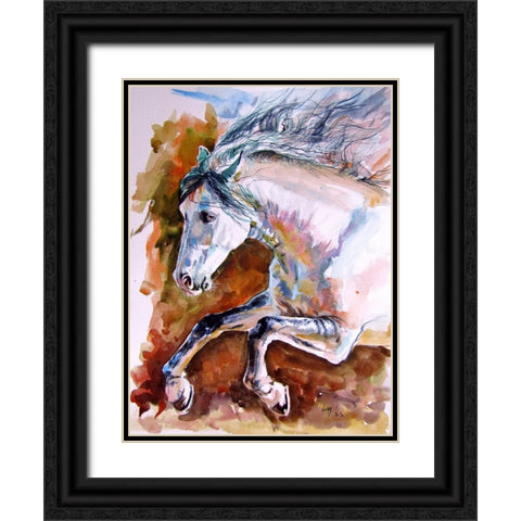 Running Horse II Black Ornate Wood Framed Art Print with Double Matting by Kovacs, Anna Brigite