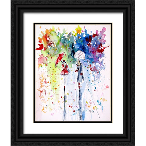 Walking Peoples II Black Ornate Wood Framed Art Print with Double Matting by Kovacs, Anna Brigite