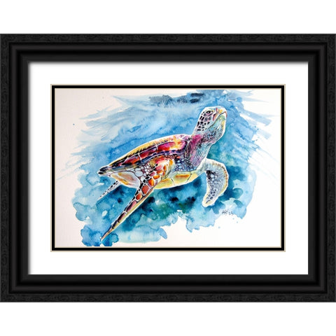 Turtle Black Ornate Wood Framed Art Print with Double Matting by Kovacs, Anna Brigite
