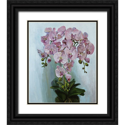 Pink Orchid Black Ornate Wood Framed Art Print with Double Matting by Rogozina, Svetlana