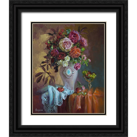 Flowers nad Fruits Black Ornate Wood Framed Art Print with Double Matting by Rogozina, Svetlana