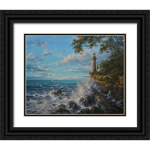 Namelss Lighthouse Black Ornate Wood Framed Art Print with Double Matting by Yushkevich, Viktor