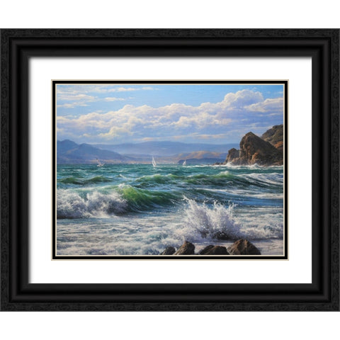 Sea Coast Black Ornate Wood Framed Art Print with Double Matting by Yushkevich, Viktor