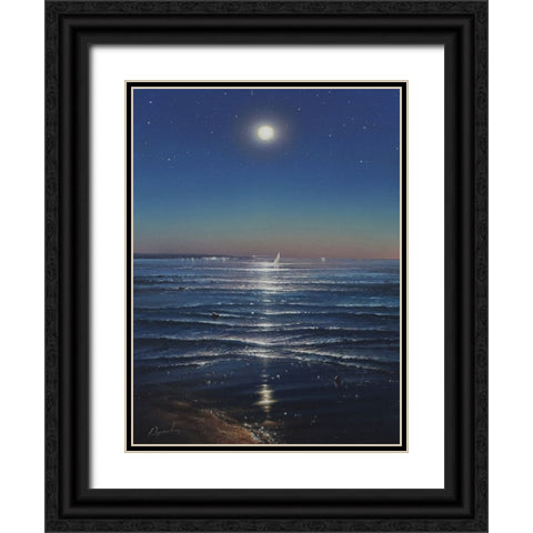 Night on the Sea Black Ornate Wood Framed Art Print with Double Matting by Yushkevich, Viktor