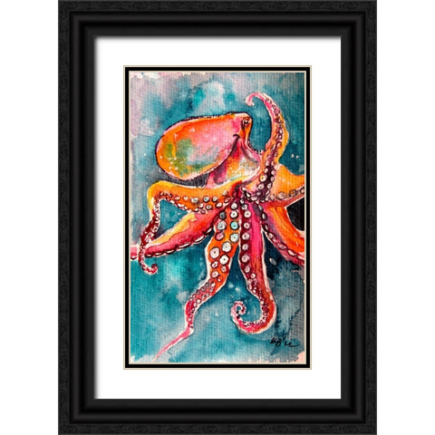 Octopus II Black Ornate Wood Framed Art Print with Double Matting by Kovacs, Anna Brigite
