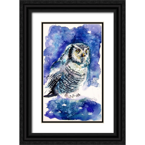 Owl in the Forest II Black Ornate Wood Framed Art Print with Double Matting by Kovacs, Anna Brigite