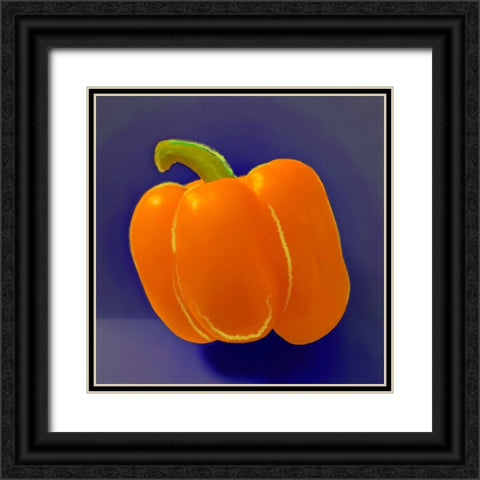 Bell Pepper 2 Orange Black Ornate Wood Framed Art Print with Double Matting by Tenoever, William