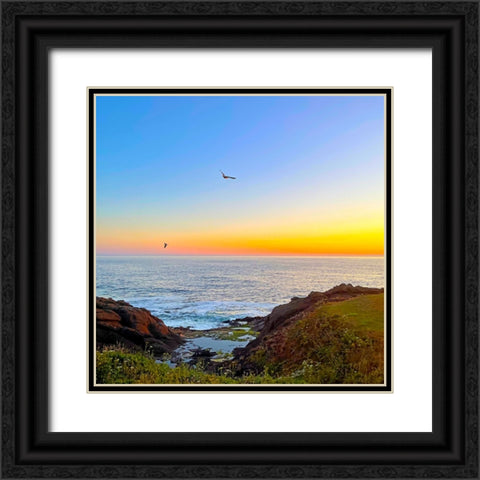 Sunset On The Oregon Coast Black Ornate Wood Framed Art Print with Double Matting by Tenoever, William