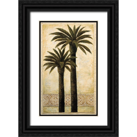 Silhouette Palms II Black Ornate Wood Framed Art Print with Double Matting by Mazo, Andre