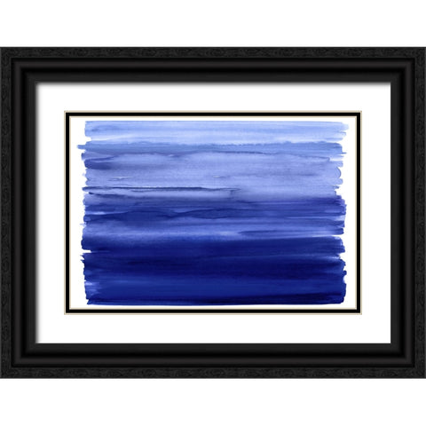 Ombre Blue I Black Ornate Wood Framed Art Print with Double Matting by Corbin, Allie