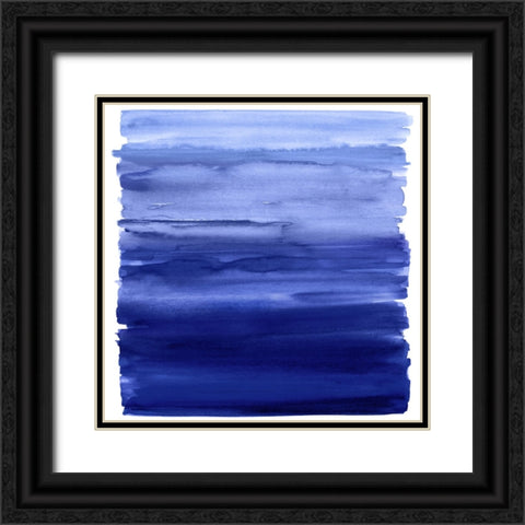 Ombre Blue II Black Ornate Wood Framed Art Print with Double Matting by Corbin, Allie