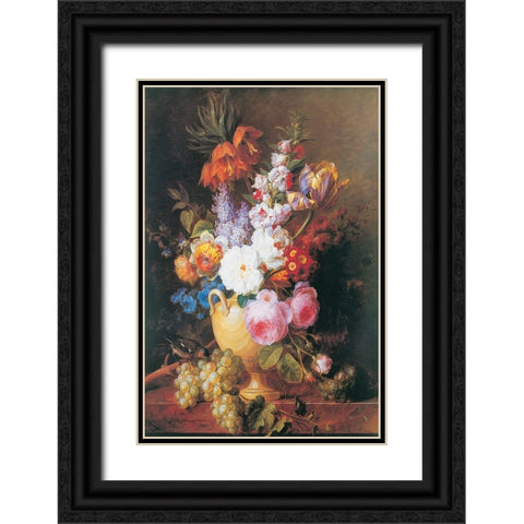 Vase de fleurs Black Ornate Wood Framed Art Print with Double Matting by Van Spaendonck, Corneille