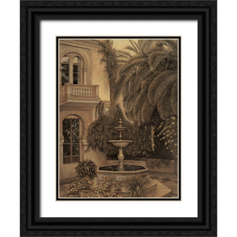 The Loggia and Fountain Black Ornate Wood Framed Art Print with Double Matting by Parks, David