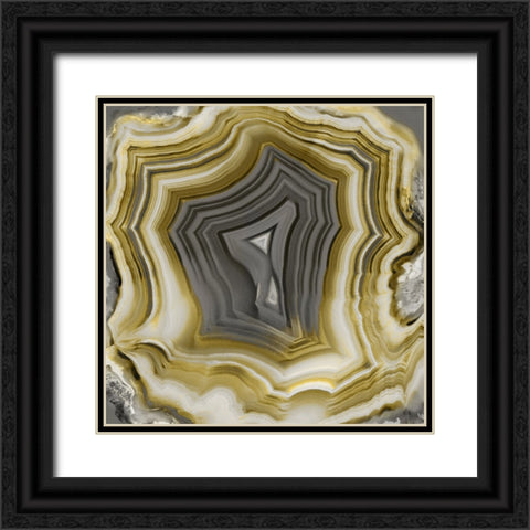 Agate in Gold And Grey II Black Ornate Wood Framed Art Print with Double Matting by Carson, Danielle