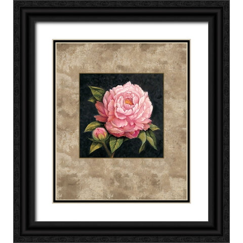 Pink Peony Black Ornate Wood Framed Art Print with Double Matting by Lopez, E.
