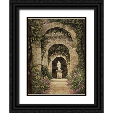 The Villa Garden Black Ornate Wood Framed Art Print with Double Matting by Wright, Elizabeth