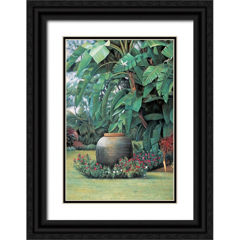 Tropical Garden I Black Ornate Wood Framed Art Print with Double Matting by Wright, Elizabeth