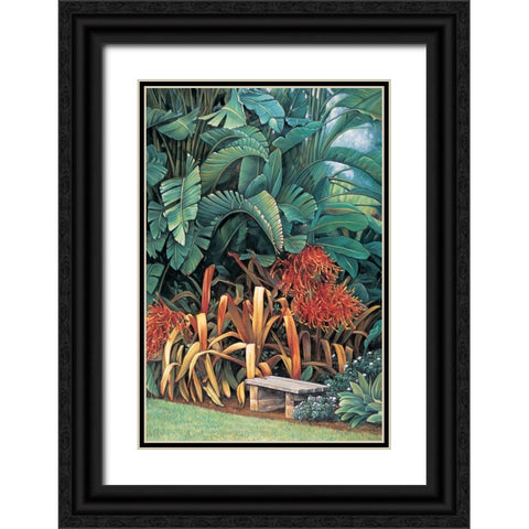 Tropical Garden II Black Ornate Wood Framed Art Print with Double Matting by Wright, Elizabeth
