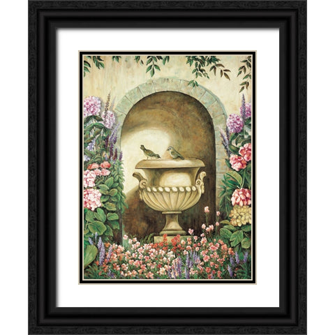 Garden Alcove II Black Ornate Wood Framed Art Print with Double Matting by Wright, Elizabeth