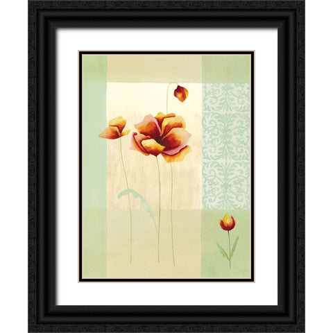 Tulipes et coquelicots II Black Ornate Wood Framed Art Print with Double Matting by Boulez, Genevieve
