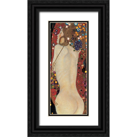Sea Serpents IV Black Ornate Wood Framed Art Print with Double Matting by Klimt, Gustav