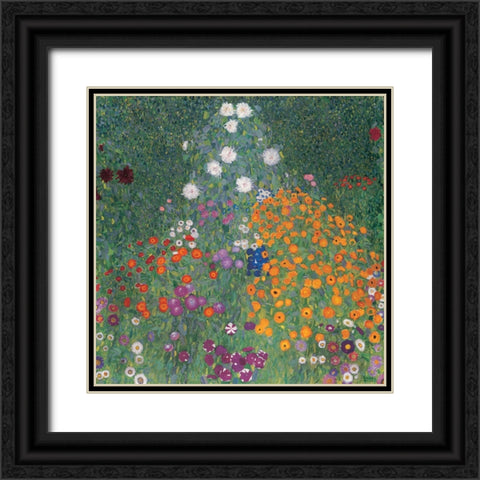 Flowery Garden Black Ornate Wood Framed Art Print with Double Matting by Klimt, Gustav