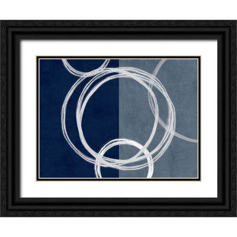 Unity Blue I Black Ornate Wood Framed Art Print with Double Matting by Harris, Natalie