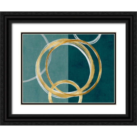 Unity Gold on Green I Black Ornate Wood Framed Art Print with Double Matting by Harris, Natalie