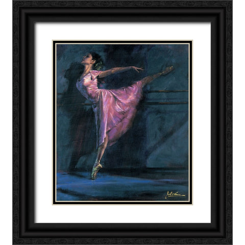 Deep Pink Black Ornate Wood Framed Art Print with Double Matting by Kam, Jin G.