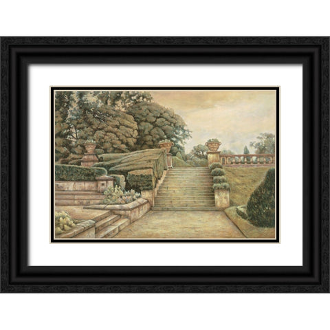 Steps to the Garden I Black Ornate Wood Framed Art Print with Double Matting by Collins, Isabelle