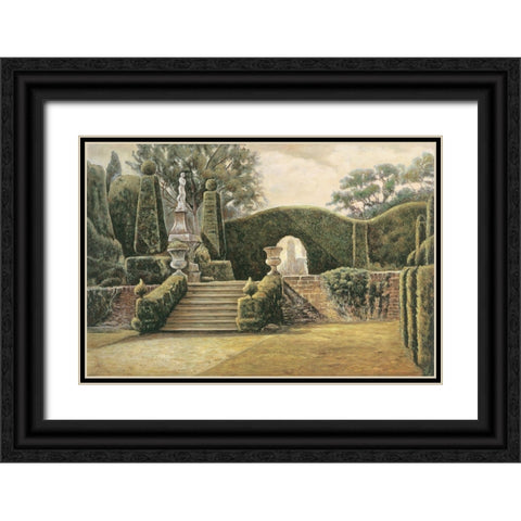Steps to the Garden II Black Ornate Wood Framed Art Print with Double Matting by Collins, Isabelle