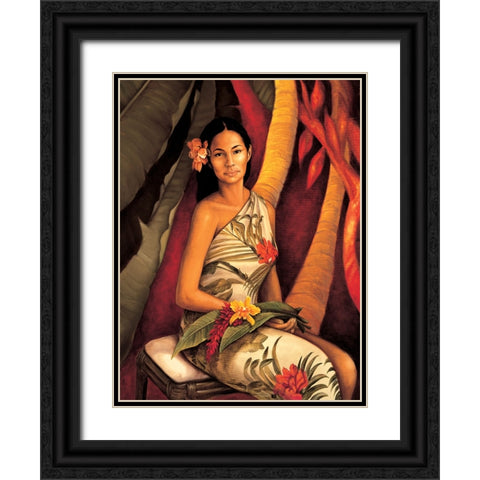 Island Woman II Black Ornate Wood Framed Art Print with Double Matting by Arellano, Migdalia