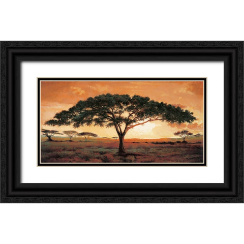 Memories of Masai Mara Black Ornate Wood Framed Art Print with Double Matting by Madou