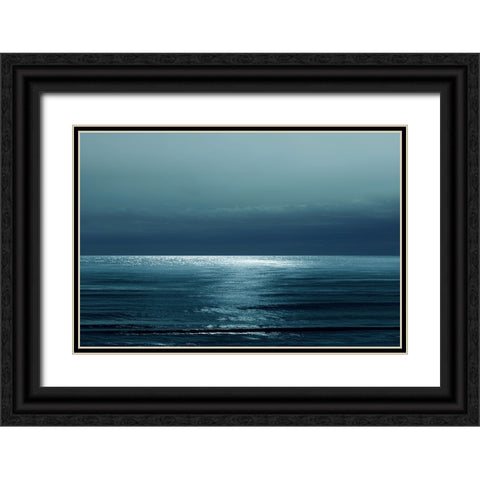 Moonlit Ocean Teal I Black Ornate Wood Framed Art Print with Double Matting by Olsen, Maggie