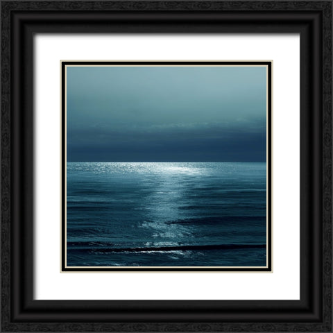 Moonlit Ocean Teal II Black Ornate Wood Framed Art Print with Double Matting by Olsen, Maggie