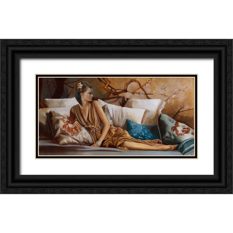 Posh Afternoon Tea Black Ornate Wood Framed Art Print with Double Matting by Di Scenza, Ron