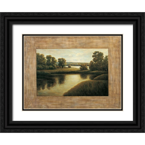 Lake View I Black Ornate Wood Framed Art Print with Double Matting by Blanco, Samuel