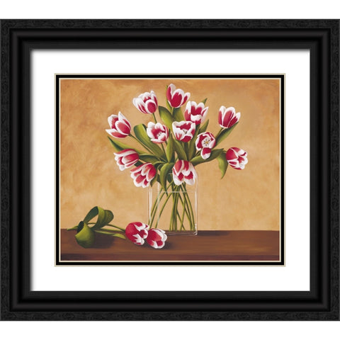 Tulipes dans un vase Black Ornate Wood Framed Art Print with Double Matting by Huntington, Virginia
