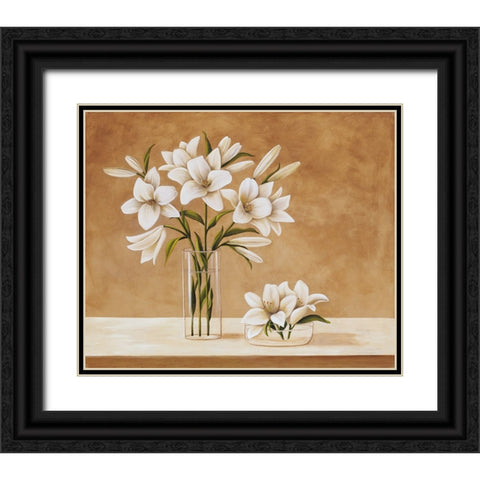 Les Liles Blanches Black Ornate Wood Framed Art Print with Double Matting by Huntington, Virginia