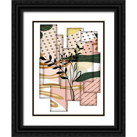 Abstract Collage 335 Black Ornate Wood Framed Art Print with Double Matting by Bolokofsky, Ronald